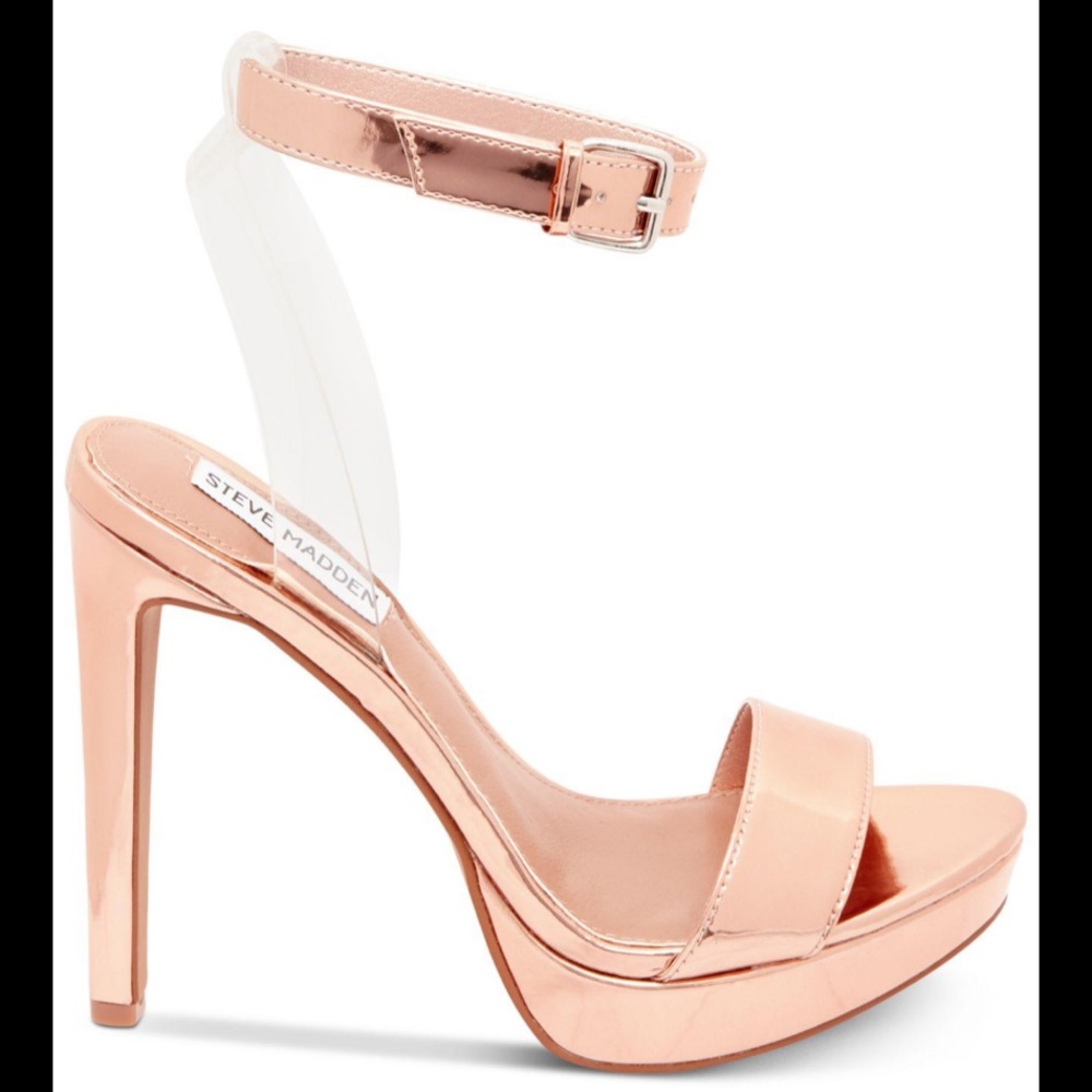 Steve Madden Casita Rose Gold Ankle Strap Sandal - Picture 2 of 10